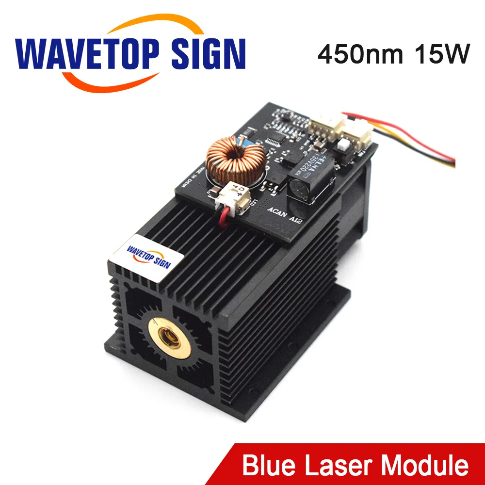 WaveTopSign High Power 450nm Blue Laser Module 15W DIY Laser Engraving Cutting 450nm Blue Module 15W
