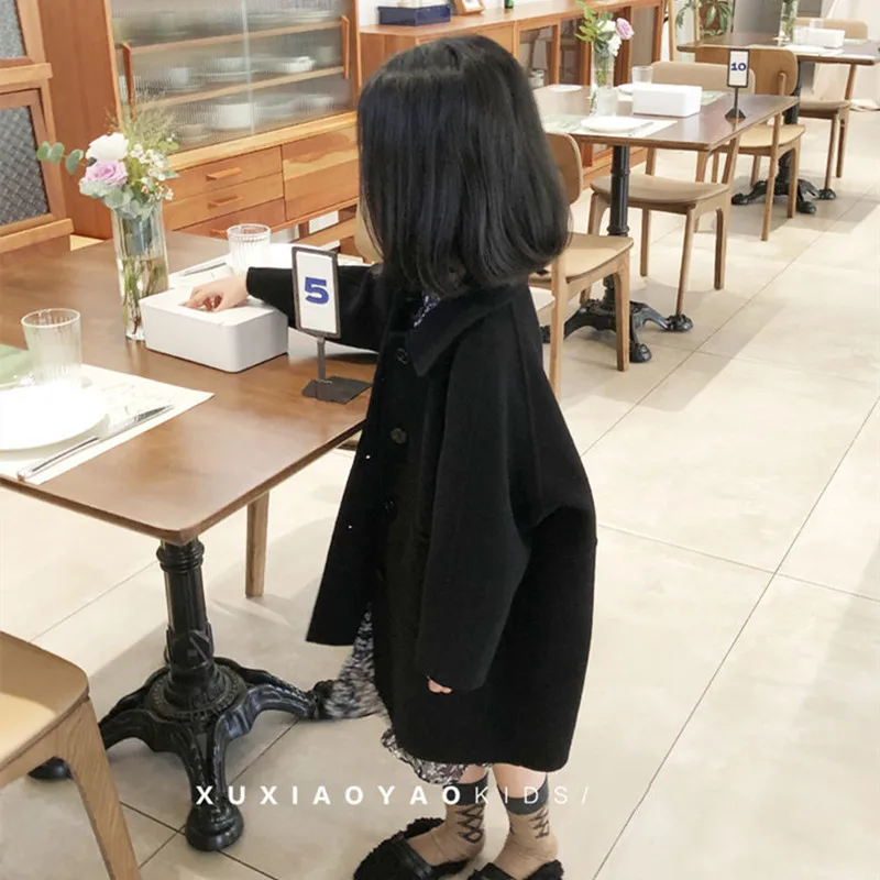 Girls Wool Coat Jacket Outerwear 2022 Lasted Warm Thicken Plus Velvet Winter Autumn Cotton School Teenagers Children's Clothing