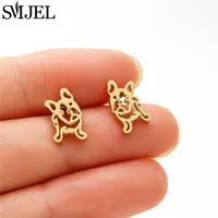 SMJEL Stainless Steel French Bulldog Earrings for Women Girls Novelty Animal Jewelry Chihuahua Dog Ear Studs Love my Pet Gift