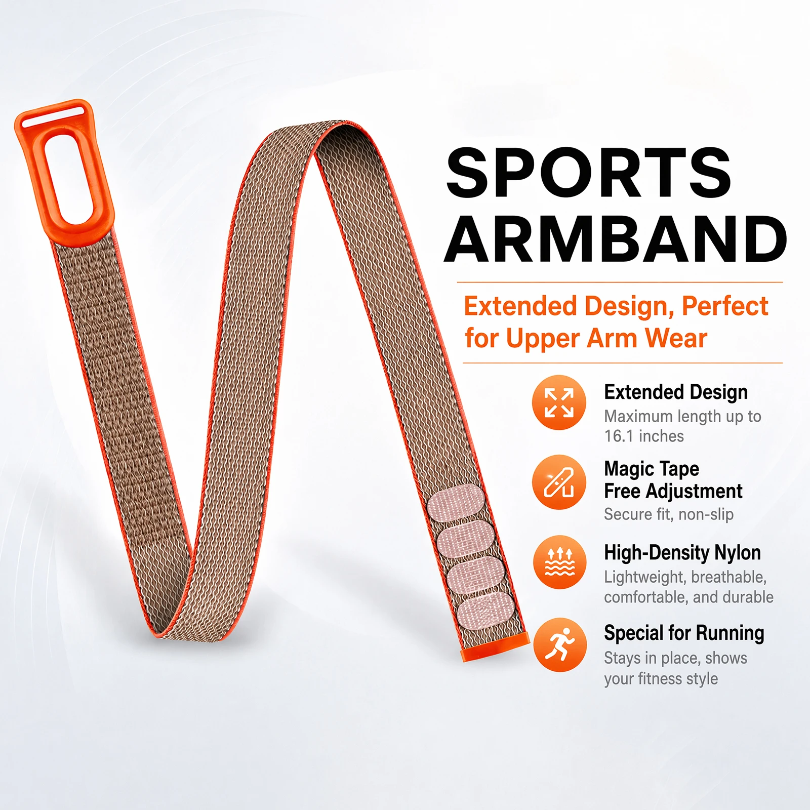 Breathable Nylon Bicep Armband - Adjustable Elastic Sport Strap for Running & Gym Fitness