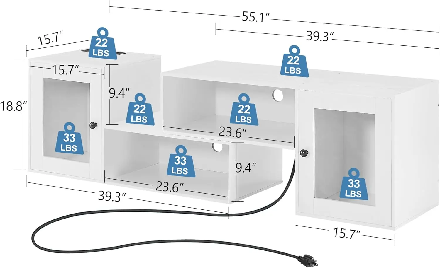LED TV Stand for TVs up to 70", Modern Entertainment Center with Storage, 23 Light Modes, Media Console for Living Room/Bedroom