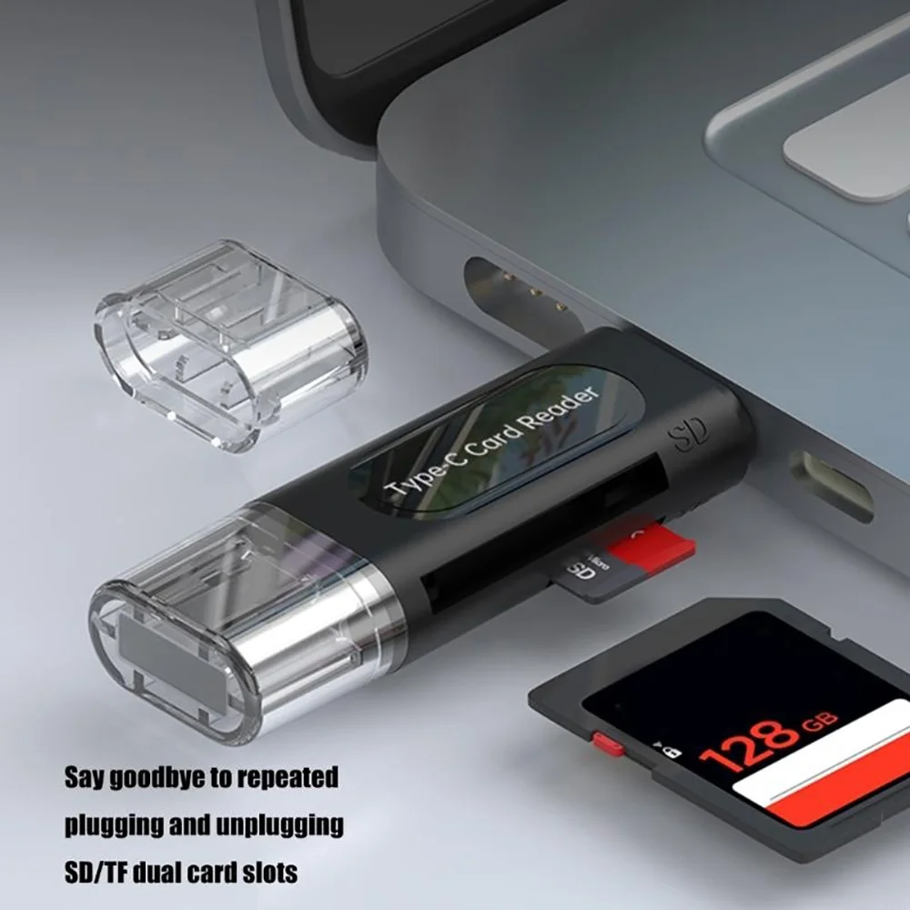 4-in-1 USB2.0 카드 리더 어댑터, 마이크로 SD TF 메모리 카드 읽기, 아이폰 15 16용 다기능 고속 카드 리더