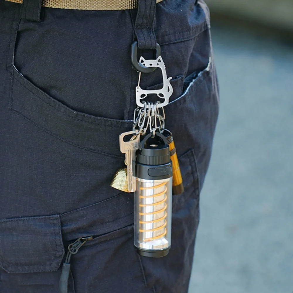 Camping Bergsteigen Schnalle mit vier Haken zum Aufhängen Karabiner Clip Zubehör Outdoor Katze geformt Edelstahl Schlüsselanhänger – Detail 9