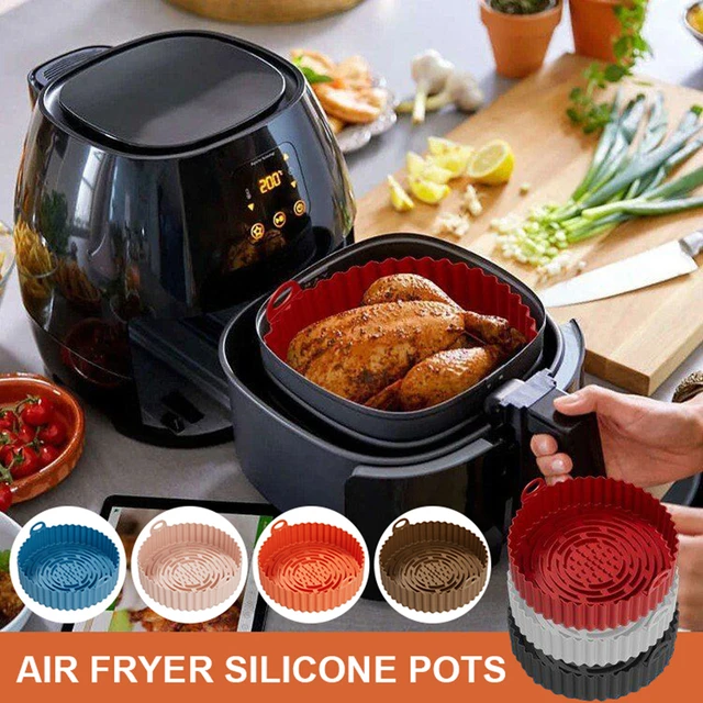 New Airfryer Silicone Basket Air Fryer Oven Baking Tray Pizza Fried Chicken  Airfryer Pan Liner Pot Accessories Silicone Tray - AliExpress