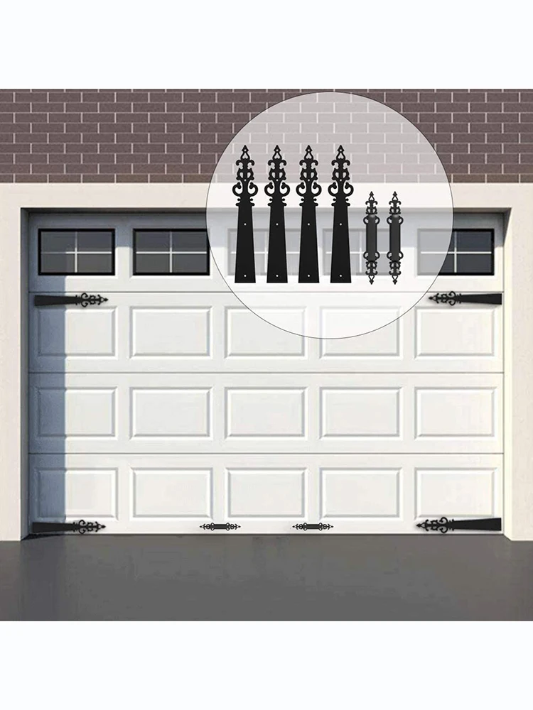 Haccer 6PCS Steel Garage Door Hardware Kit Decorative Carriage House Mounted Hinges Handles Door Hinge Handles stainless steel hinges door hinges