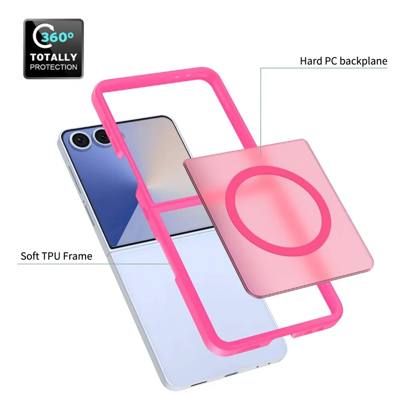 Luxury Slim Matte Translucent Case for Flip Phones - Magnetic Wireless Charging Compatible Armor Cover
