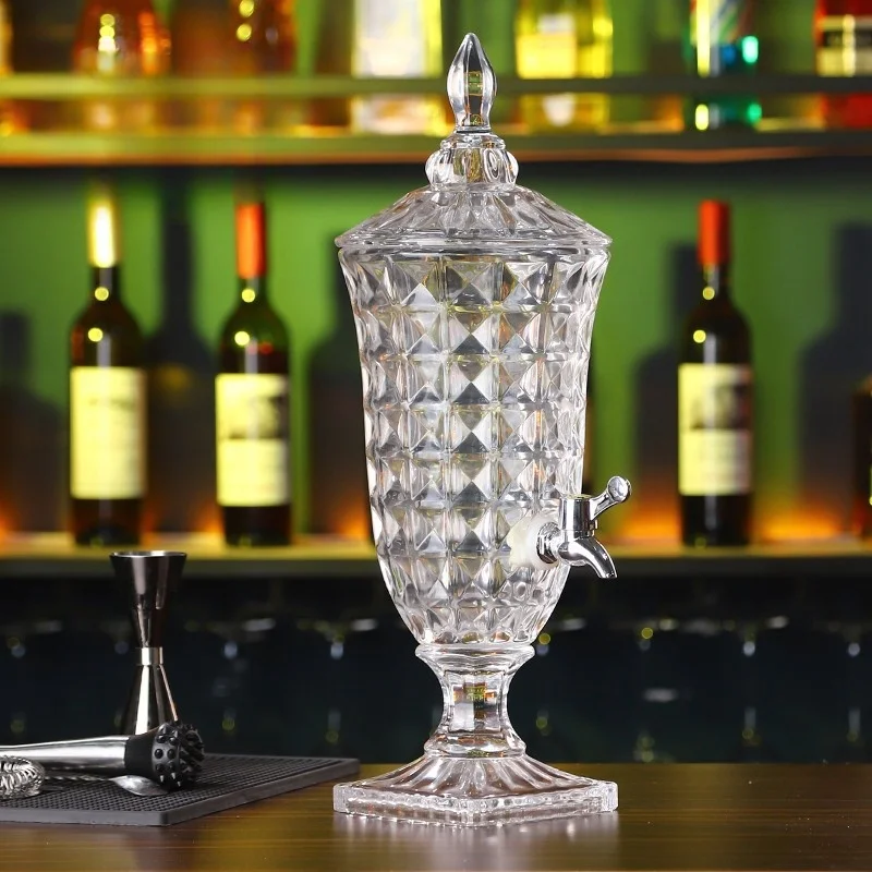 European Style Lead-free Glass Beer Kettle Juice Bucket with Faucet Hotel KTV Bar Cold Water Bottle Beverage Kettle Clear Glass