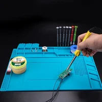 Soldering Station Mat Silicone Work Mat Heat Resistant 932°F Anti-Static Magnetic Mat for Electronic Phone Laptop Watch Repair 1