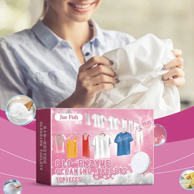 Jue-fish Bio-enzyme Cleaning Tablets Laundry Soap Sheet Quickly Laundry Washing Sheets Enzyme Natura Laundry Detergent Sheets