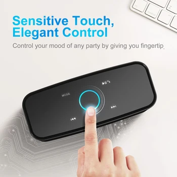 DOSS Wireless Bluetooth Speaker SoundBox BT 5.0 Touch Control Portable Music Sound Box 12W Stereo Sound IPX5 Waterproof Speakers 3