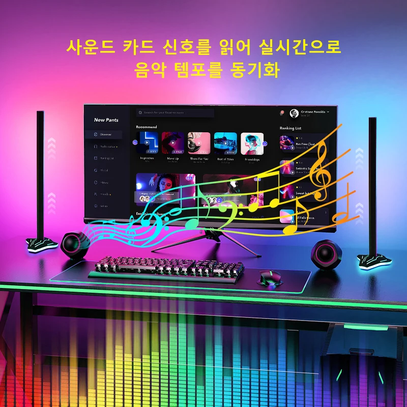 Computer Same Screen Pickup Light Color Real-Time Sync LED Sound Control Rhythm Game Atmosphere Light for MacOS 13+ Windows 8-11