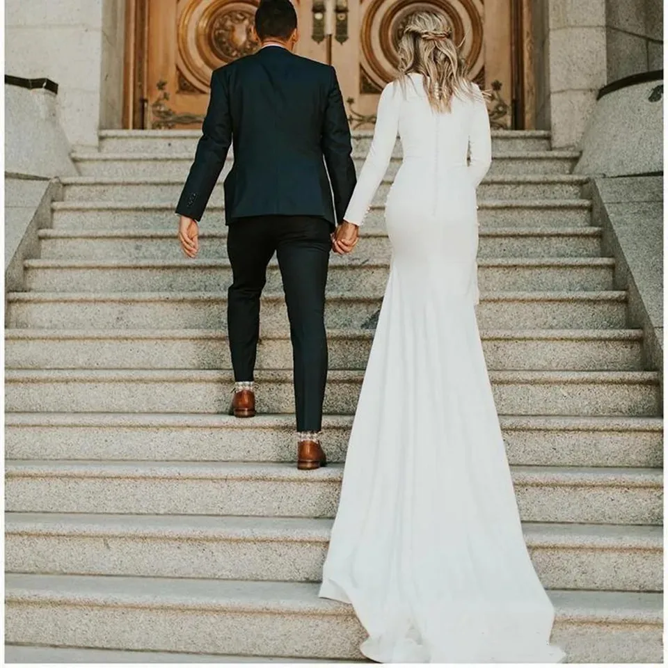Muslim Wedding Dresses 2025 Bride Dress Woman Modest Long Sleeves Satin Bridal Gowns Vestidos De Novia Brides Dress Customized 2