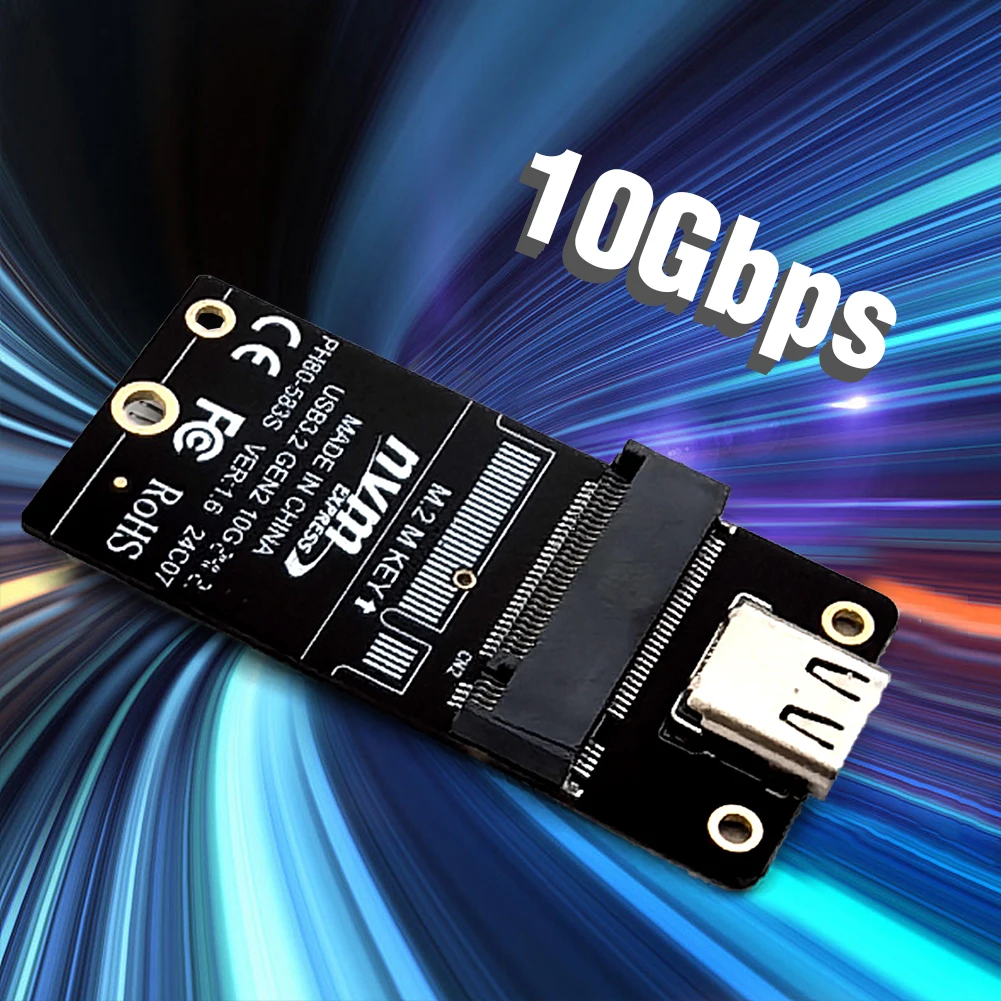 High Speed M2 to Type C SSD Enclosure Adapter Card JMS583 Chip USB3.2 10Gbps for 2230 2242 2260 2280 NVME SSDs