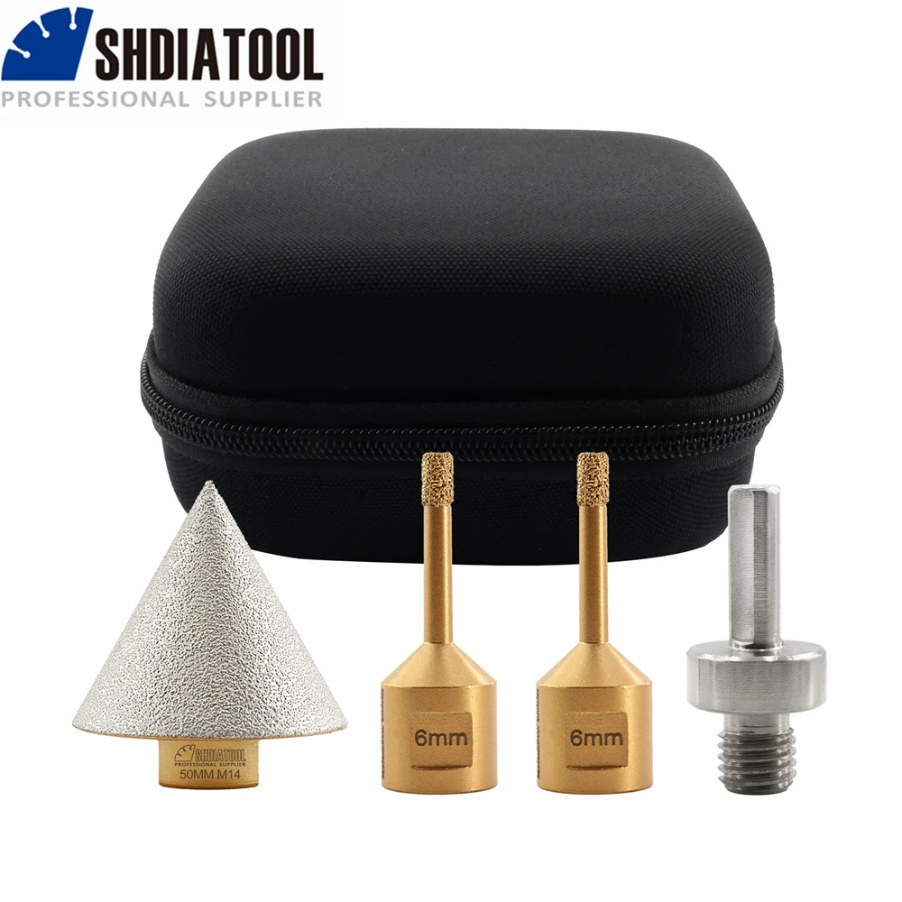 SHDIATOOL M14 Diamond Core Drill Bits 4pcs/kit Porcelain Tile Granite Marble Ceramic Hole Cup Saw Cutter Cutting Oxford Cloth