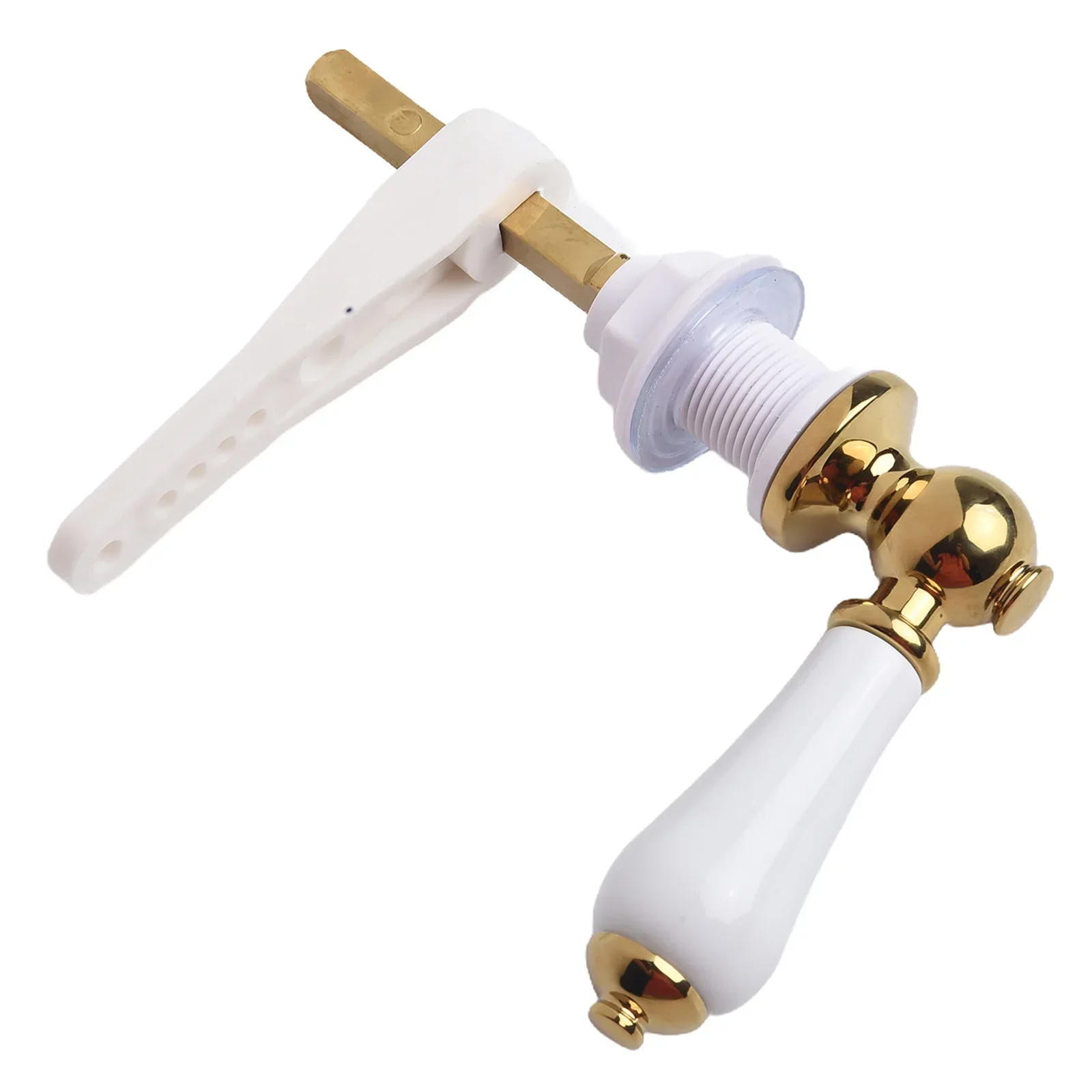 Traditional Porcelain & Gold Victorian White Toilet Cistern Lever Flush Handle Replacement Toilet Tank Flushing Tank Flush