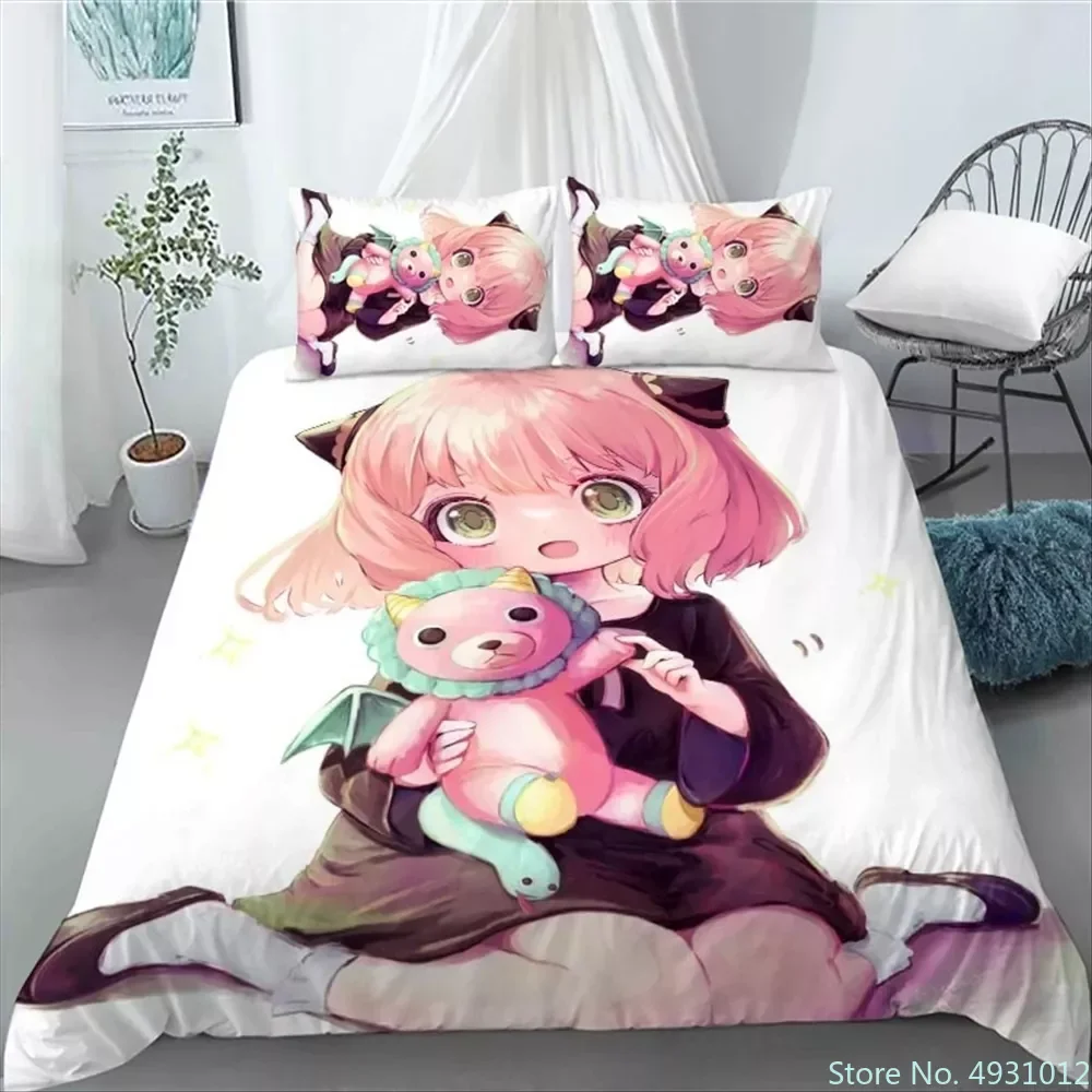 

2023 3D Anya Forger Spy X Family Duvet Cover with Pillowcases Polyester Fabric Bedding Set Family Boy Kid Set Quilt Cover Set