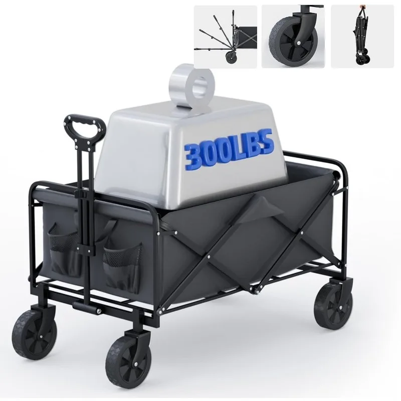 collapsible-beach-wagon-small-heavy-duty-with-all-terrain-solid-wheel-300lbs-weight-capacity-folding-utility-wagon