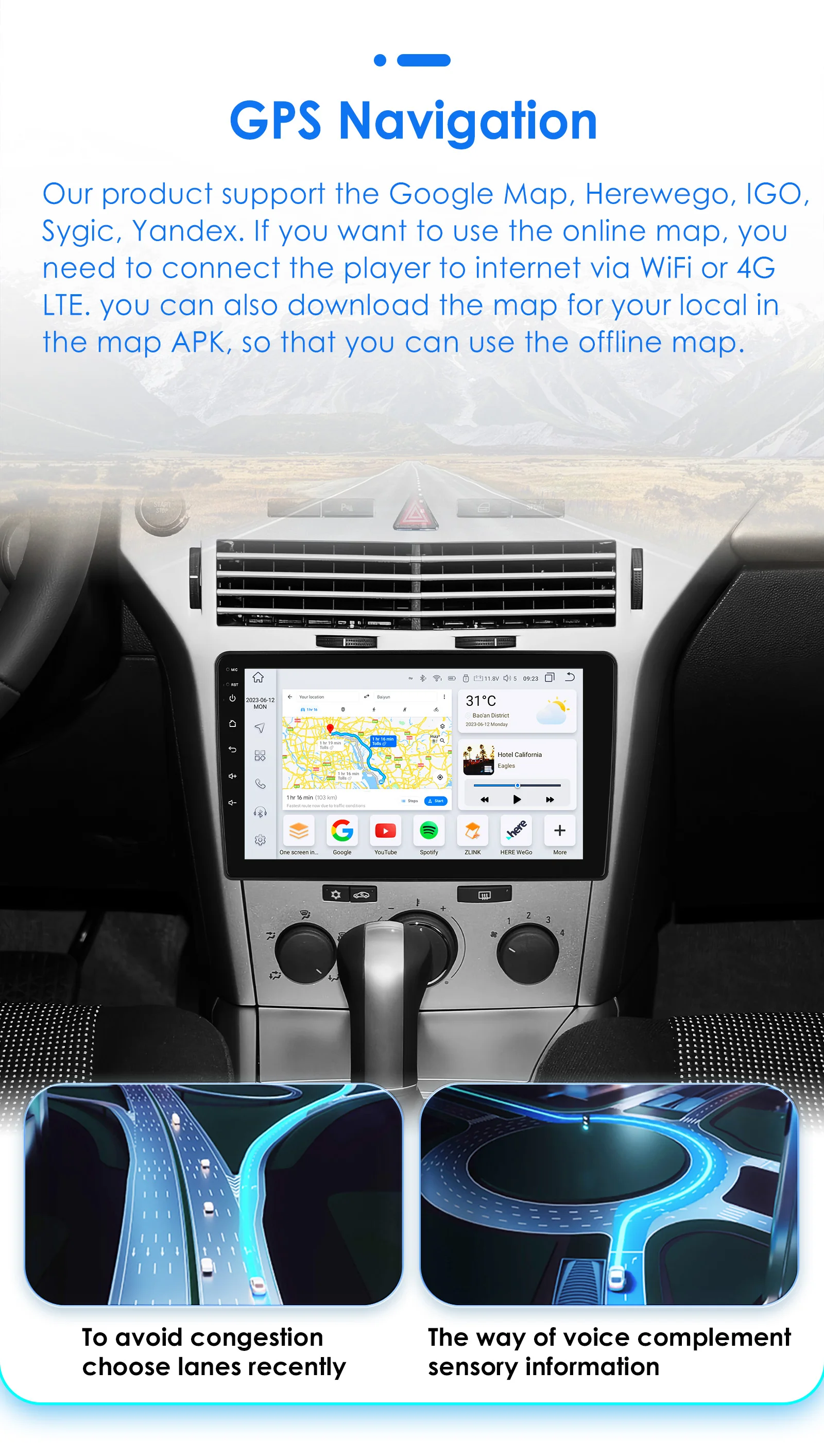 Radio de Coche Android Universal 2Din de 9'' para Opel Astra H G J Zafira B Corsa C D Antara Vectra Vivaro GPS RDS DSP CarPlay Autoradio 3