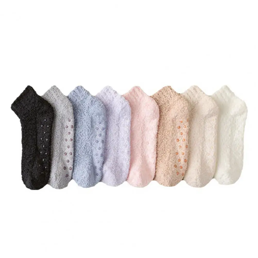 

Socks Women's Thickened Anti-slip Winter Socks with Elastic Mid-tube Design Solid Color Floor for Warmth