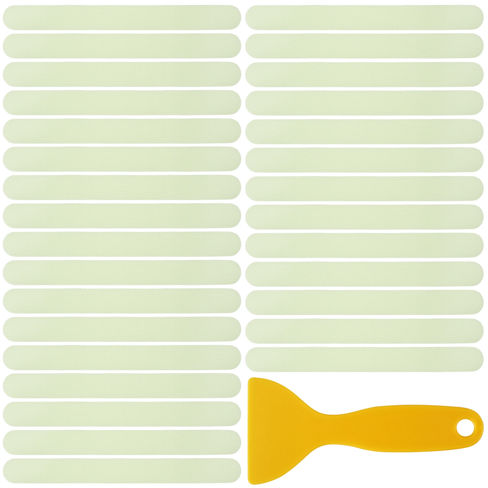 72Pcs Glow in Dark Anti-Slip Strips Set Luminous Non Slip Stickers Shower Bathtub Anti-Skid Tape with Scraper Reusable Adhesive