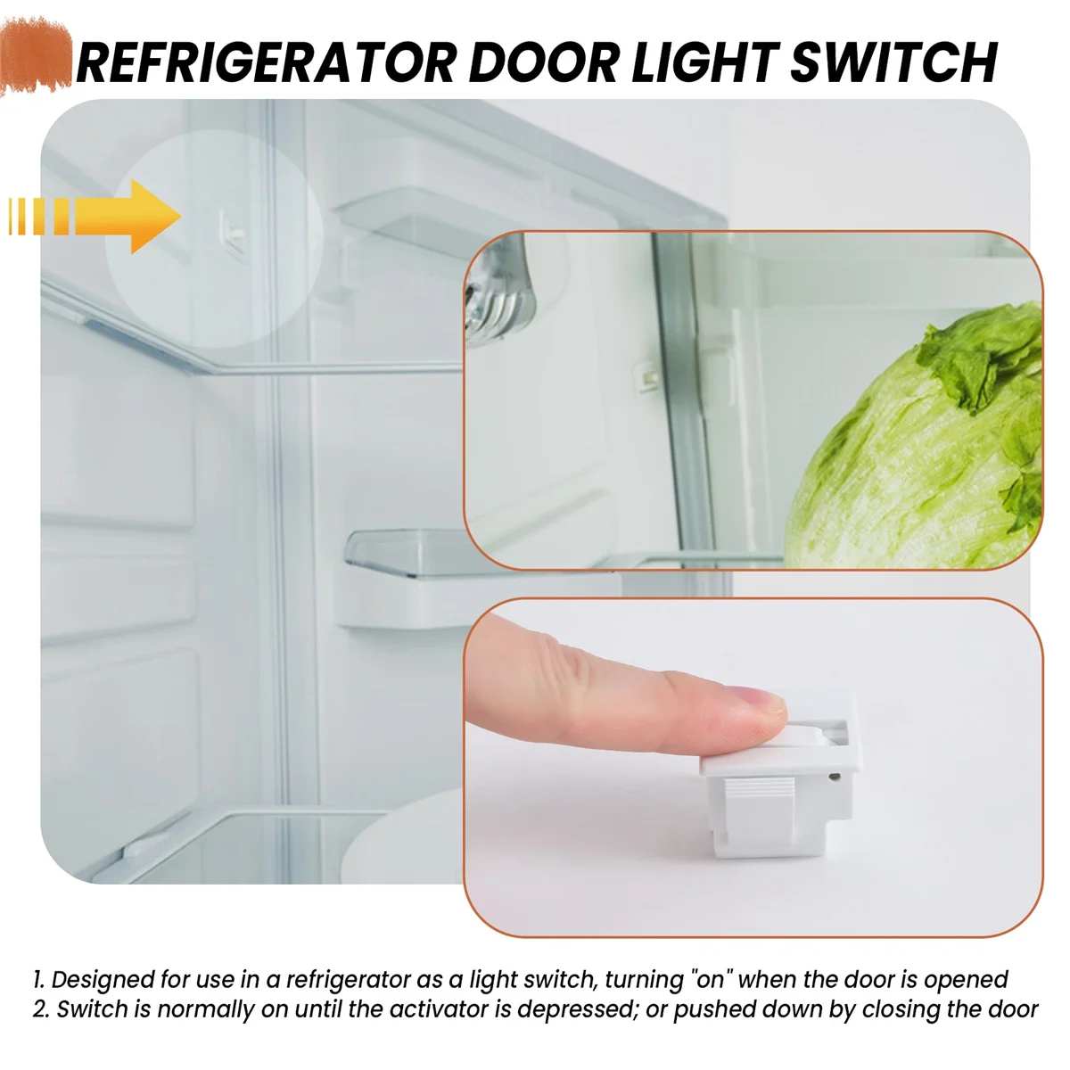 Refrigerator Door Lamp Light Switch Replacement Fridge Part Kitchen 5A 125V HOT