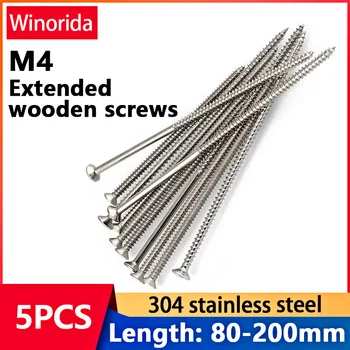 5PCS M4 lengthening Flat Head Tapping Long Wood Screw Stainless steel Cross Countersunk Head Self Tapping Long 200mm Screws