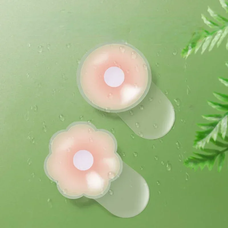 1 Pair Silicone Up Bra Sticker Waterproof Nipple Cover Lift Adhesive Invisible Bra Breast Pasty Women Chest Petals Reusable Bras