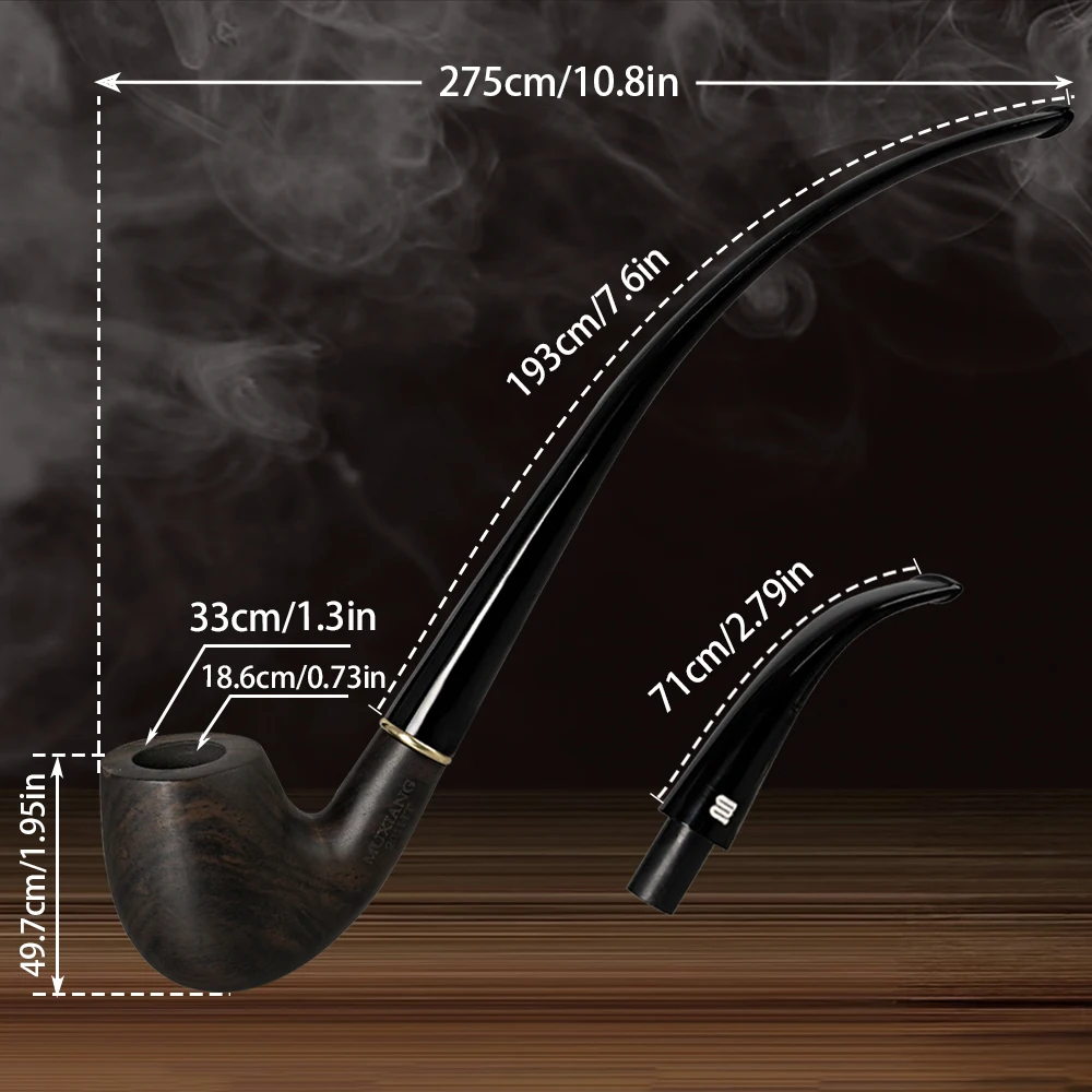 Tobacco Pipe Smoking Pipe JIBILL Tobacco pipe gift box set Handmade Pipe Wood Pipe With Replaceable Acrylic 9mm Pipe Stem Pipe Stand Pipe Cleaner Tool