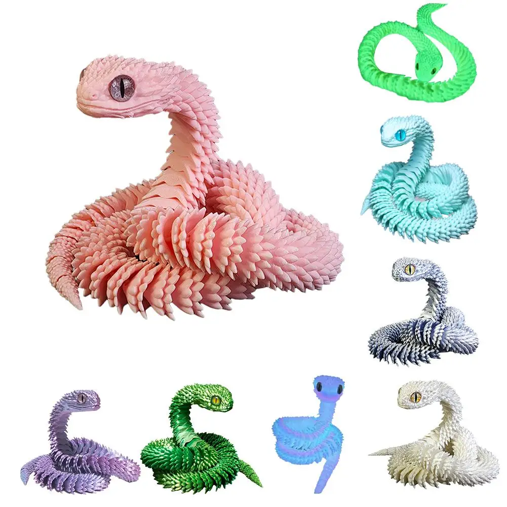 Luminous Snake Ornament 60 Cm Creative Luminous Rainbow Snake Gift Creative Handmade 3D Printing Trendy Desktop Ornaments Cool Fluorescent Snake