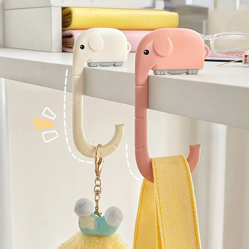 

2pcs Portable Hooks Elephant Shaped Multi-purpose Desk Schoolbag Clothes Jewelry Small Items Hooks Storage Tools