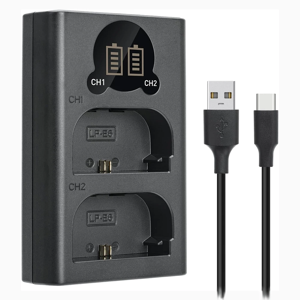 K&F CONCEPT LP-E6NH Vervangende Batterij (2 Stuks) en Dubbele K&F CONCEPT LP-E6NH Vervangende Batterij (2 Stuks) en Dubbele