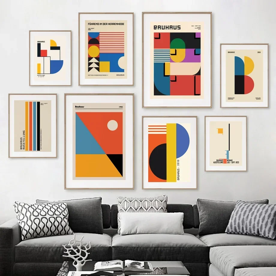 

Bauhaus, минималистичные абстрактные геометрические настенные художественные плакаты и принты на холсте, декор в скандинавском стиле для гостиной