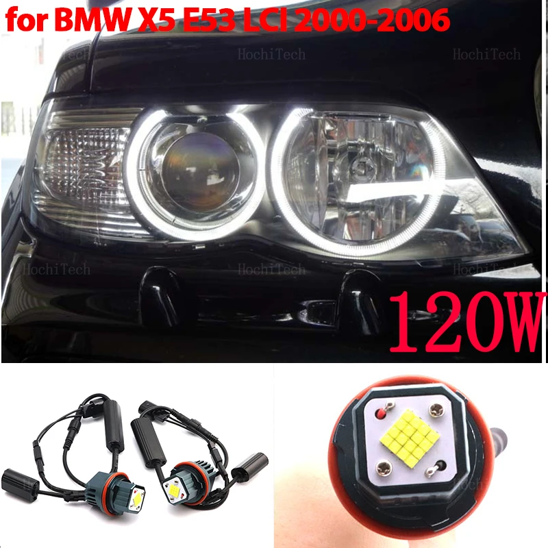 

Светодиодный ные габаритные огни «ангельские глазки» без ошибок, s-лампы белого цвета для BMW X5 серии E53 2000-2006, дневсветильник 120 Вт, 6000K, белый цвет, DRL