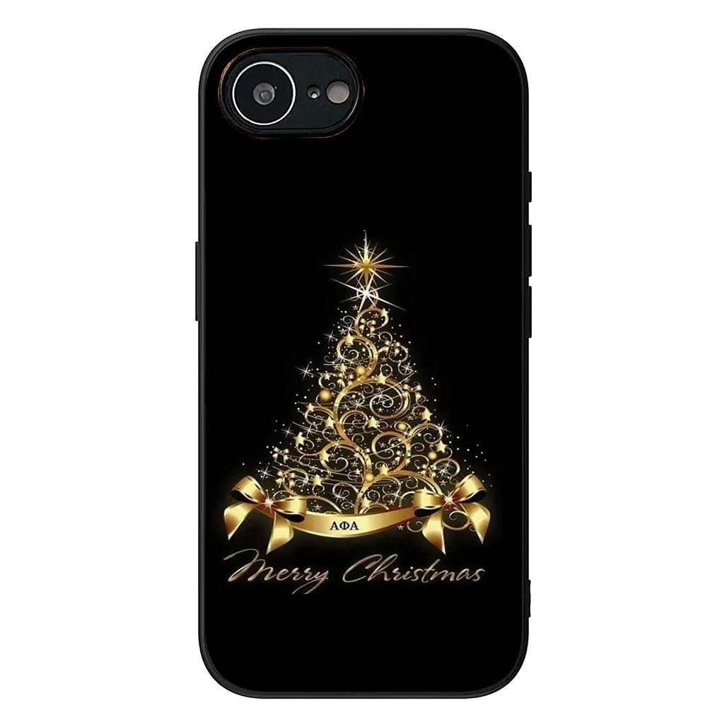 Merry Christmas Holiday Phone Case with Santa Claus, Tree, and Snowman Design