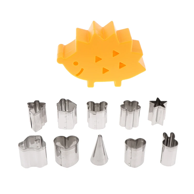 10pcs/set Cute Fruit Cutter Mould Hedgehog Box Mini Stainless Steel Mould  Cookie Cutter Biscuit Ham Cookie Kitchen Tools