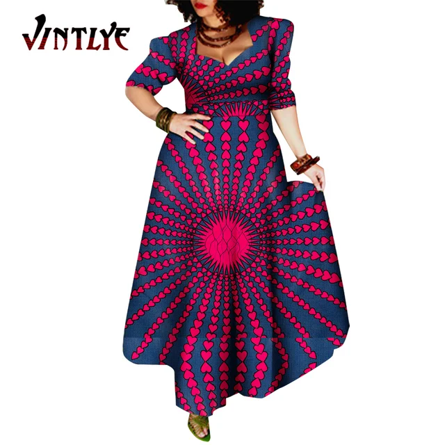 African Style Dresses for Women Elegant Evening Gowns African Party Dress Maxi Ankara Floral Printed Robe Africaine Femme WY092 14