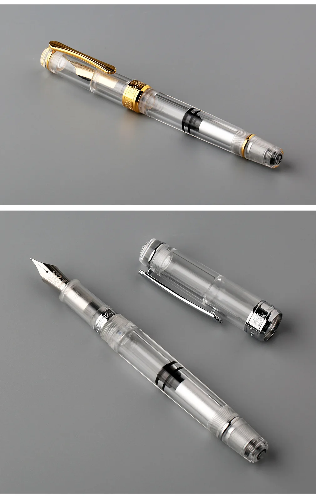 PENBBS 556 Piston Fountain Pen - Large Capacity Transparent Acrylic Ink-absorbing Nib Pen