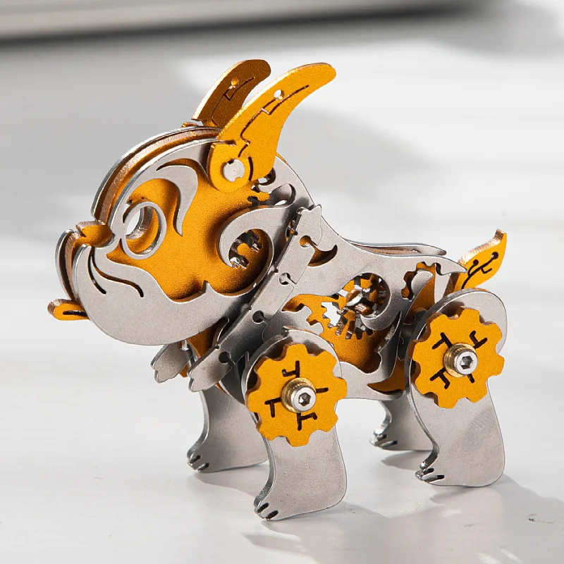 Puzzle 3D Cartoon Dog Metal Model Building Kit Animali Meccanici Zodiac Dogs Jigsaw Giocattoli Di Assemblaggio Fai Da Te