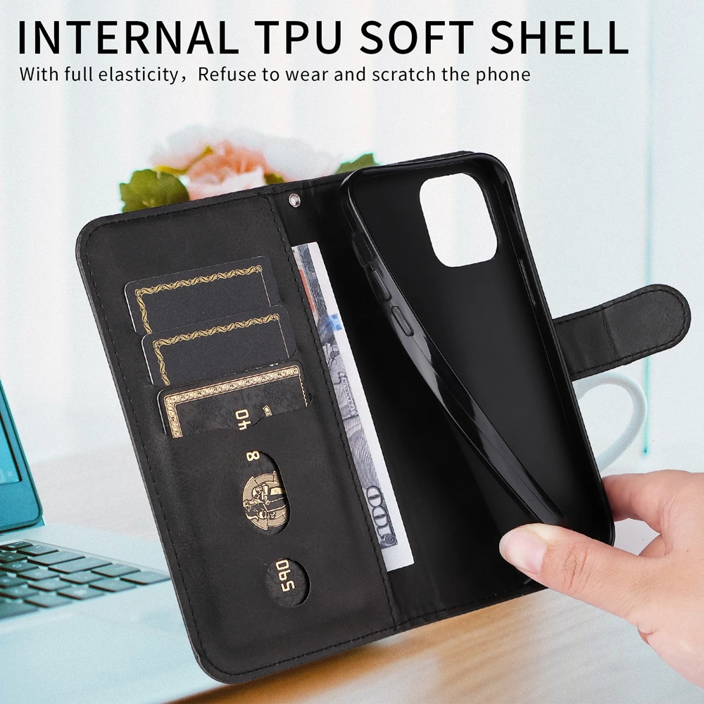 Premium Zipper Style Magnetic Wallet Case with Card Holder