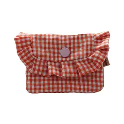 Chic Checkered Pocket Purse - Stylish, Portable Storage Bag (Orange)