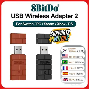 8BitDo USB Wireless Bluetooth Adapter 2 for Nintendo Switch 2 PS3 PS5 Xbox JoyCon RR2 R eceiver For PC Windows Mac Raspberry Pi 1