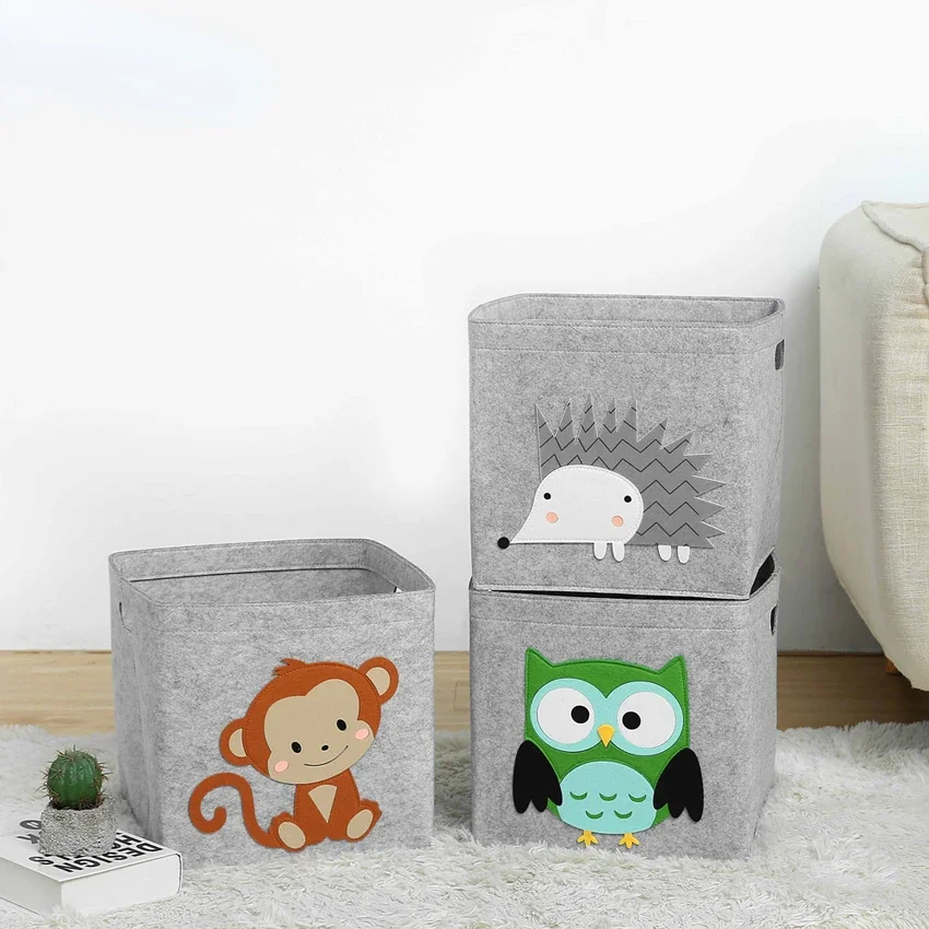 

Cube Folding Toys Storage Box Kids Toys Organizer Box Felt Cloth Fabric Storage Basket for Cartoon Animal Nursery Toy Bins