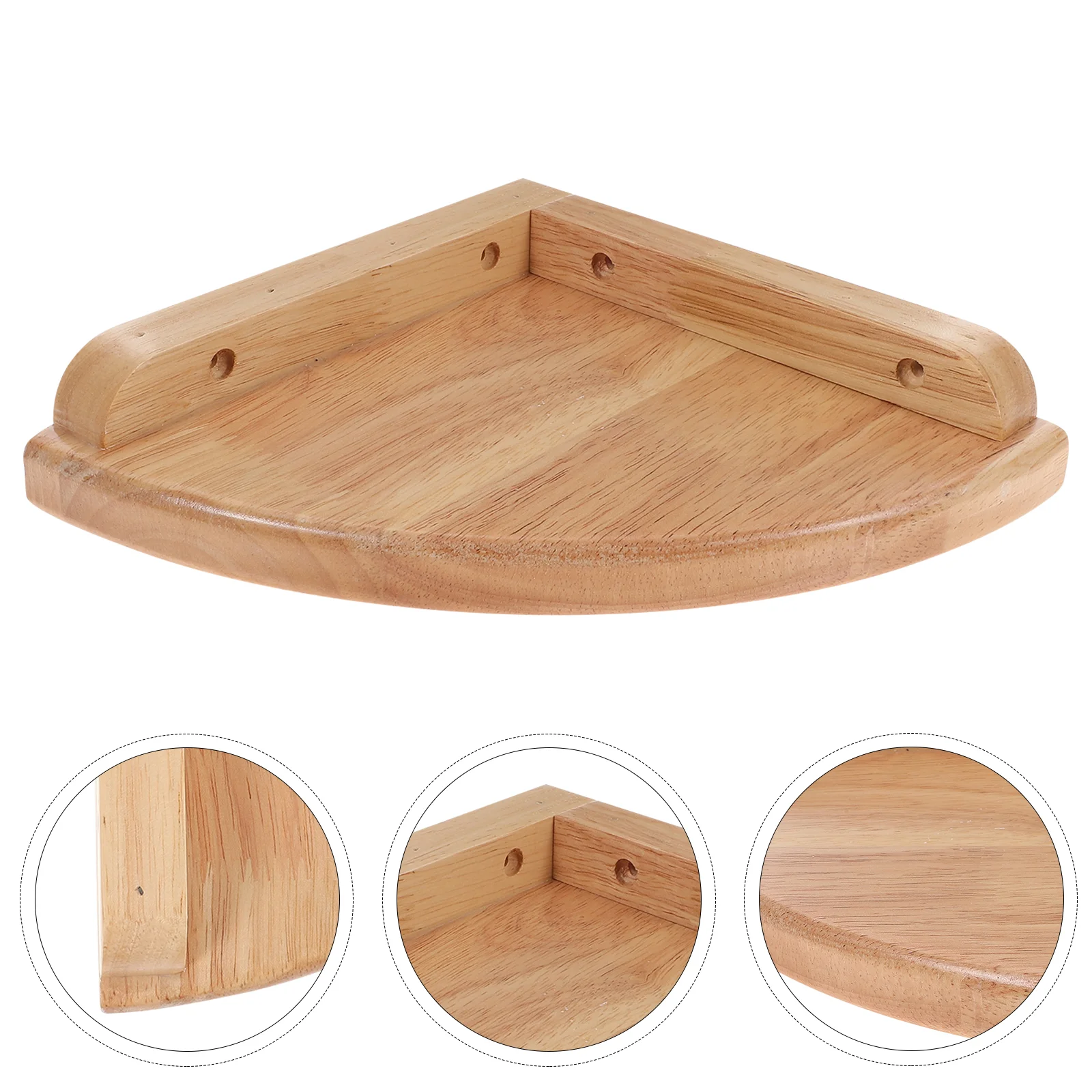 

7/9 Inches White Oak Shelf Fan-Shape Wall Corner Shelf Practical Wall-mounted Corner Storage Rack for Home Bedroom Living Room