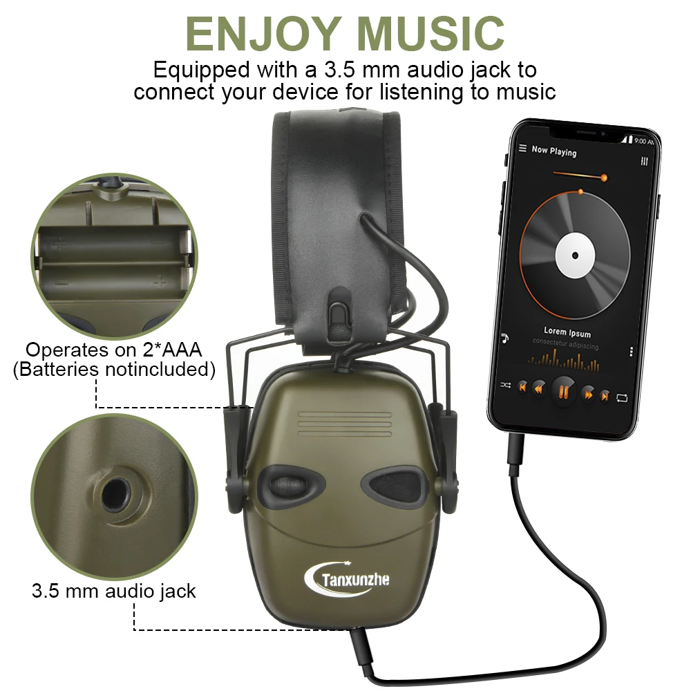 Tactical Electronic Shooting Earmuffs Outdoor Hunting Sound Pickup Noise Reduction Impact Hearing Protection Helmet