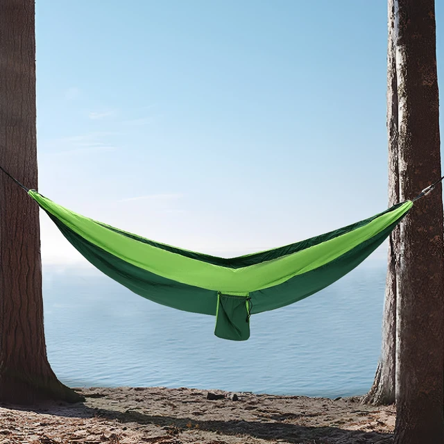 Portable Camping Hammock 270 * 140cm, Load-bearing 300KG, Easy Setup Outdoor Parachute Hammock with Storage Bag for Travel BBQ 1