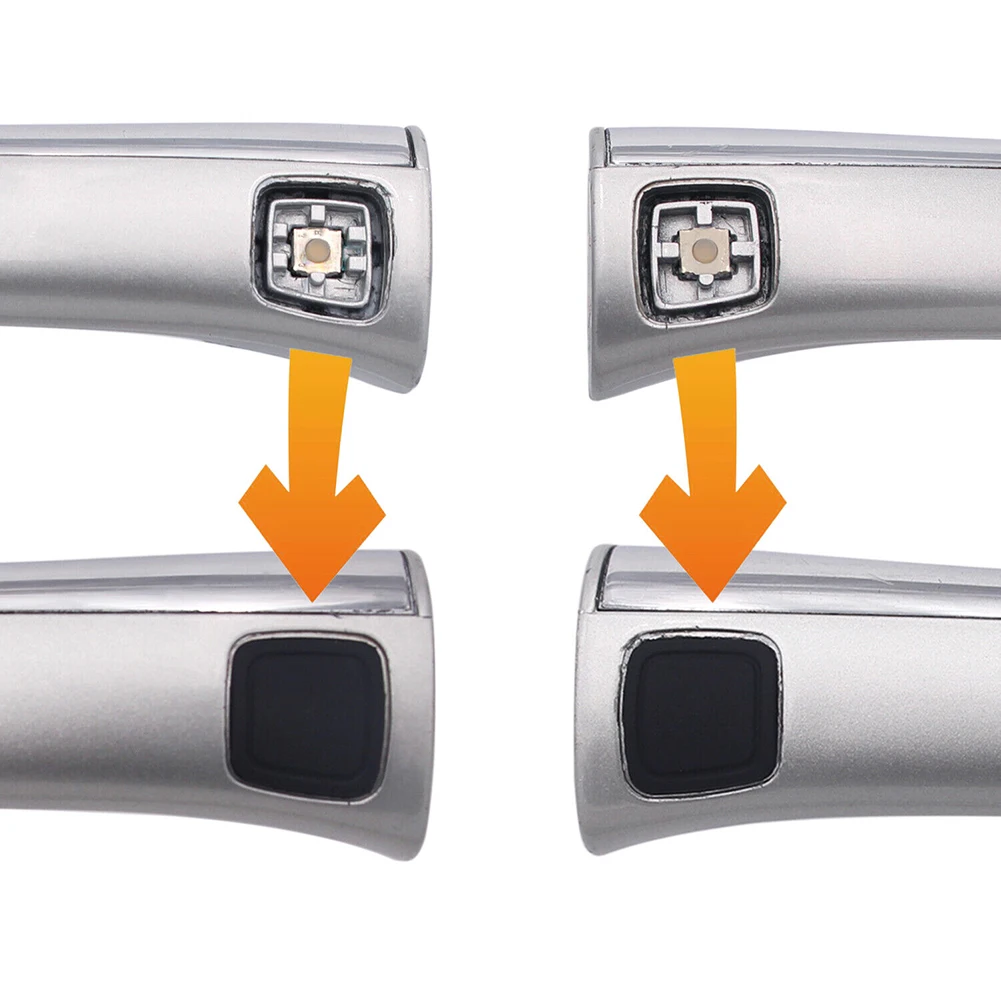 

High Quality Door Handle Button Cover Black Car Accessories Durable Handle Button Switch Keyless Go Rubber 2pcs
