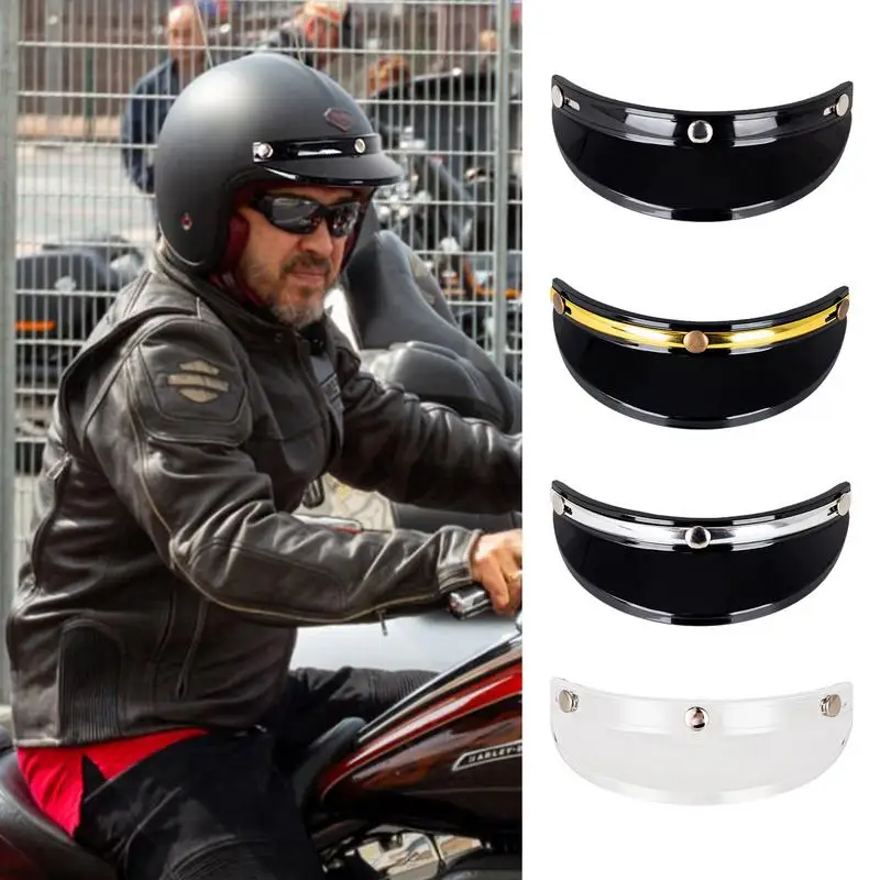 

Helmets Sun Shade Protector Stainless Steel Motorcycle Helmet Peak Lens wear-resistant Open Face Three-button Brim Visor Shield