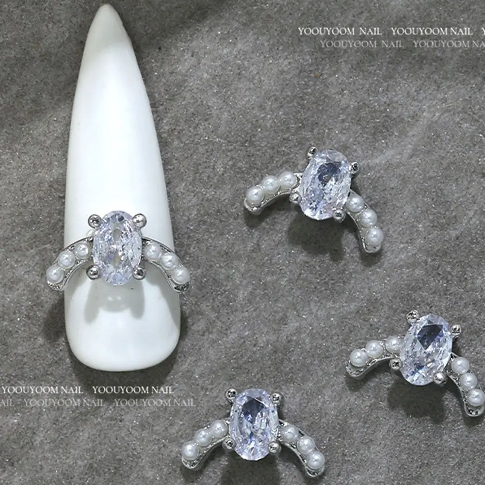 DIY Silver 3D Manicure Jewelry Bowknot Nail Charms Crystal Nail Rhinestones Art Metal Nail Art Decoration Decorate