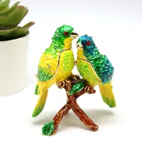 SHINNYGIFTS Enamel Trinket Box New Desk Decorative Love Birds Wedding Gifts to Friends 1