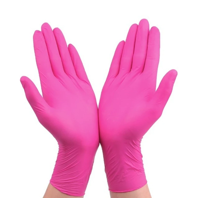 Disposable Nitrile Gloves XS Allergy Free Protect Safety Hand Gloves for Work Kitchen Dishwashing Mechanic Pink Black disposable gloves,nitrile gloves,dishwashing gloves,protective gloves,cleaning gloves,safety gloves